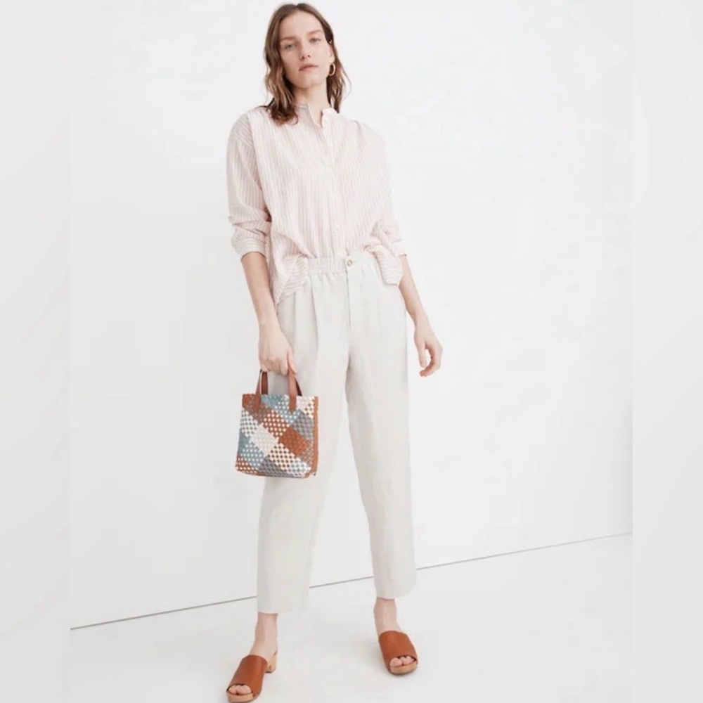 Madewell Linen-Blend Track Trousers Heathered Natural Size Medium